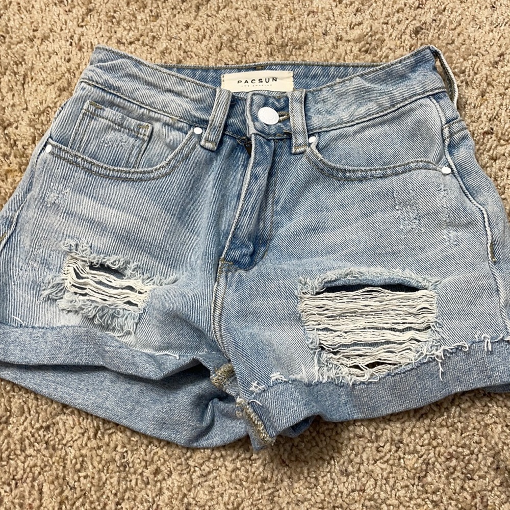 Light Wash Ripped Jeans Mom Shorts